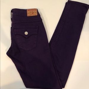 True Religion Purple Julie Skinny Jeans Size 28
